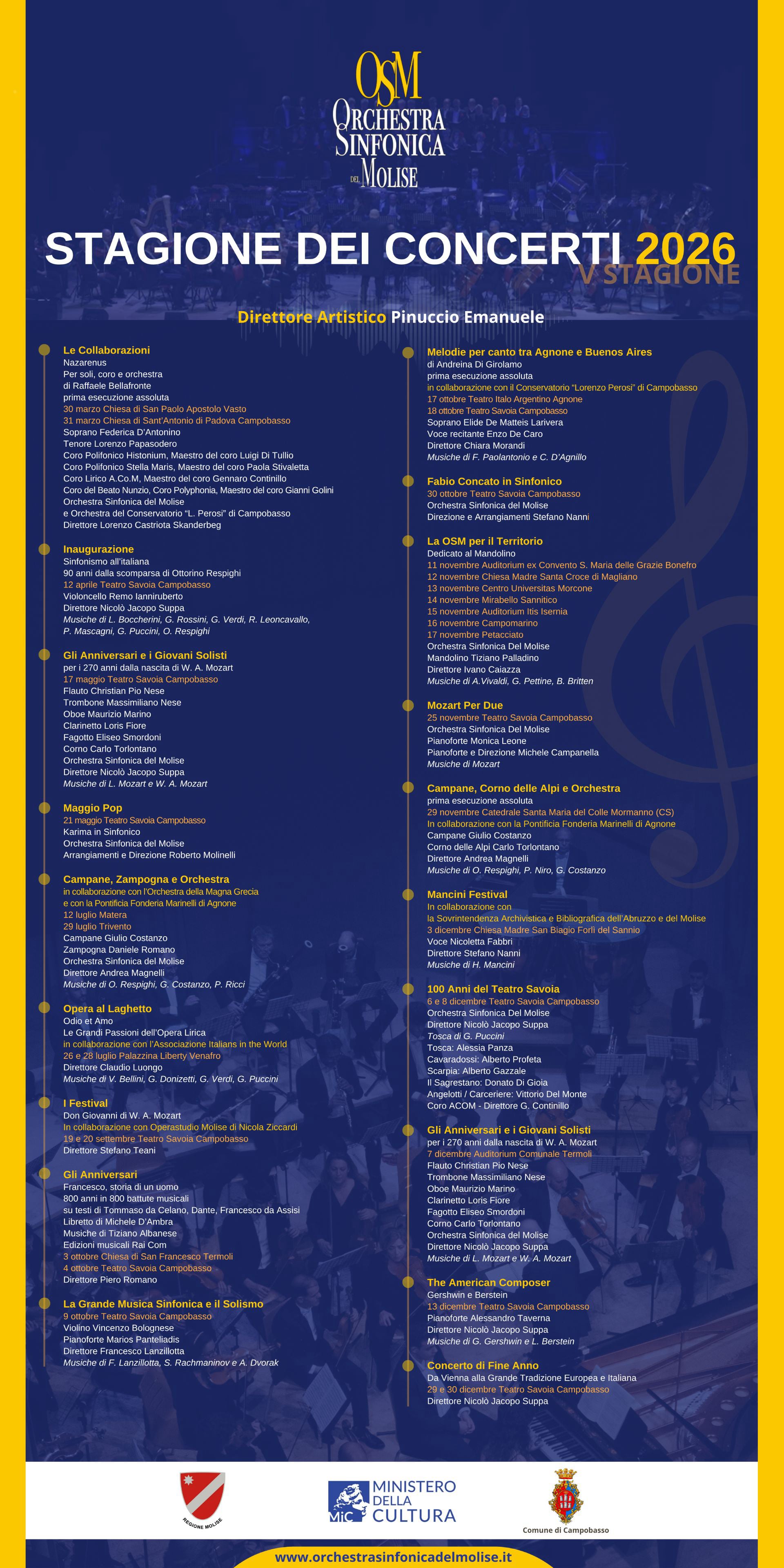 O.S.M. Stagione dei concerti 2026